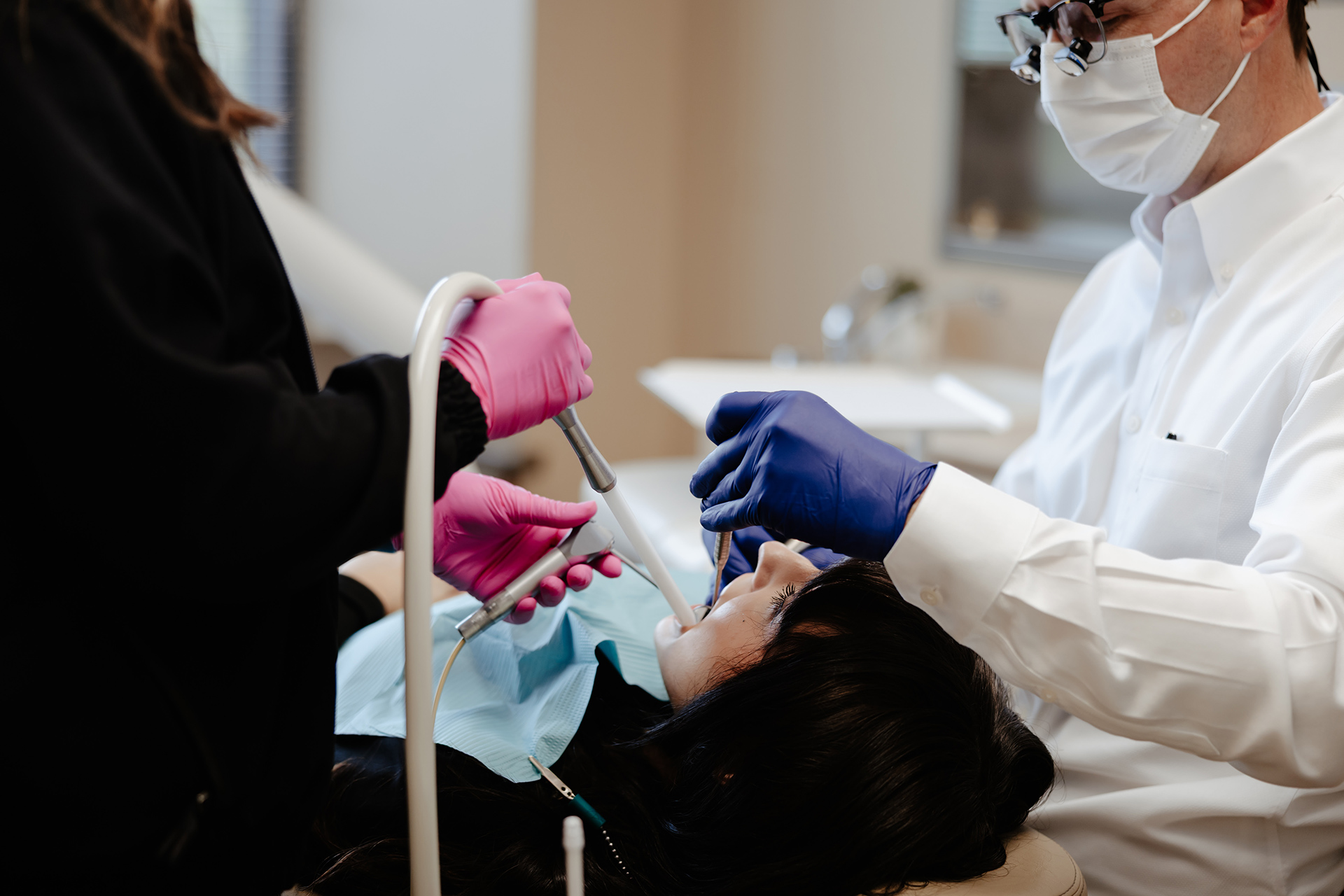 Cosmetic Dentistry Dr. Rainwater discussing treatment with a patient at Rainwater Drake Dental