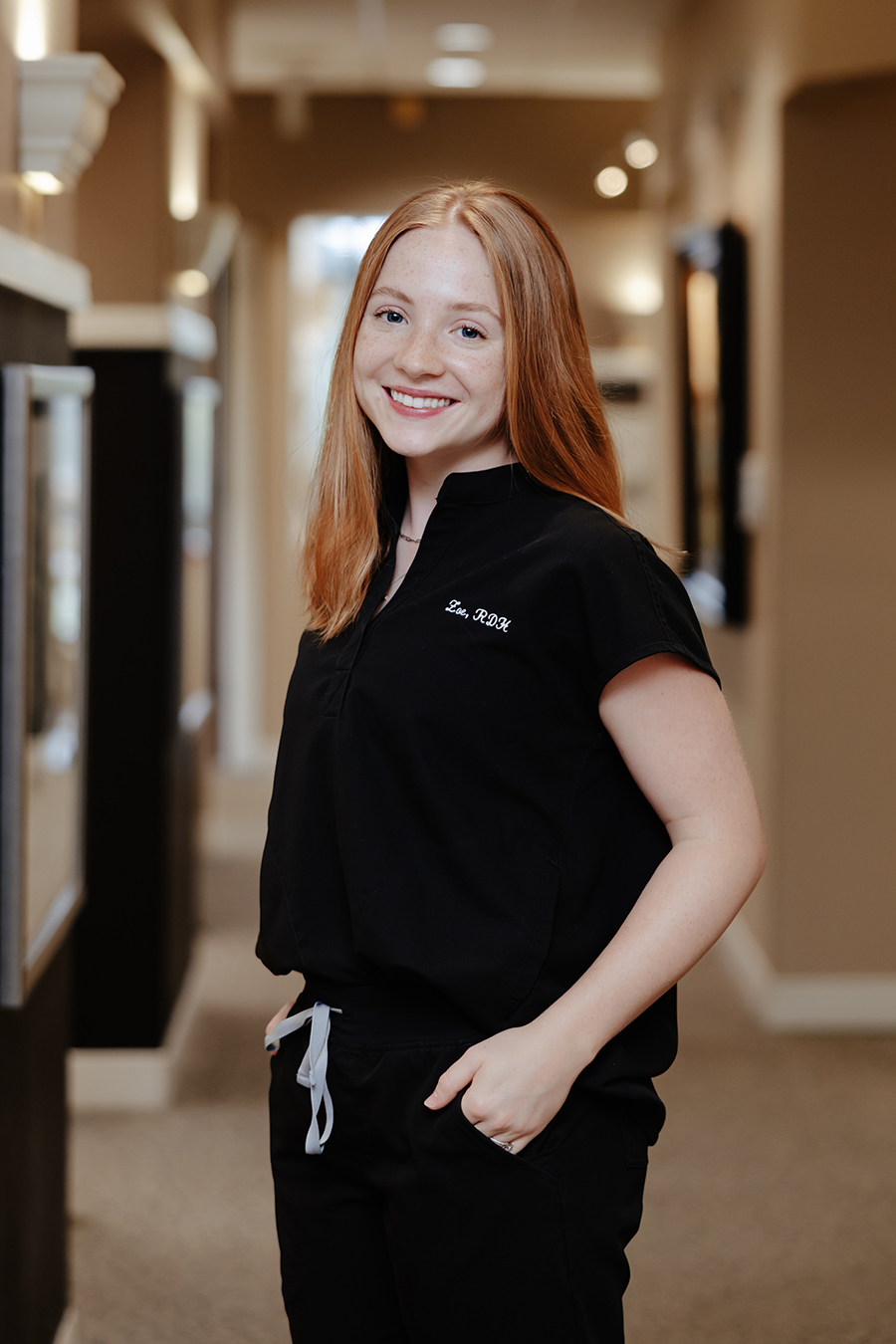 Zoe Portrait of Zoe, dental hygienist at Rainwater Drake Dental